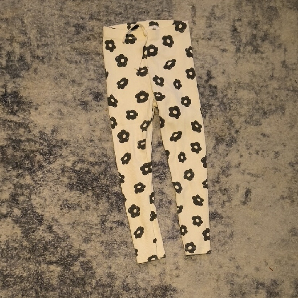 Zara Kids Cream and Black Floral Leggings